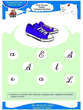Çocuklar İçin A Sesi Çalışma Sayfaları 